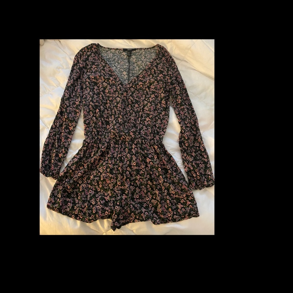 Black floral romper